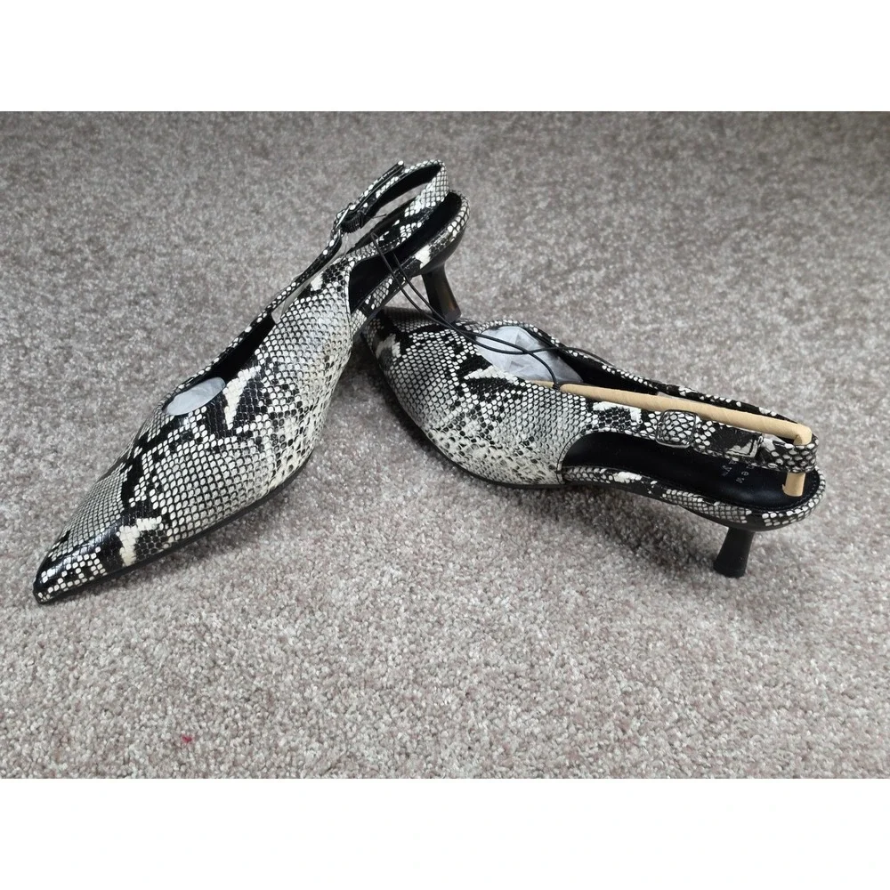 A New Day Samantha Snakeskin Slingback Kitten Heels Cream Black 8.5 NEW - Picture 3 of 5